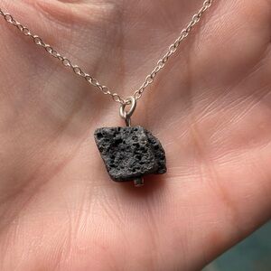 Lava Rock Essential Oil Diffuser Pendant with Silver Necklace